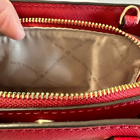 NWT Michael Kors Mini Red Scarlet Savannah Saffiano LeatherTop Double Handle Bag - Picture 7 of 16